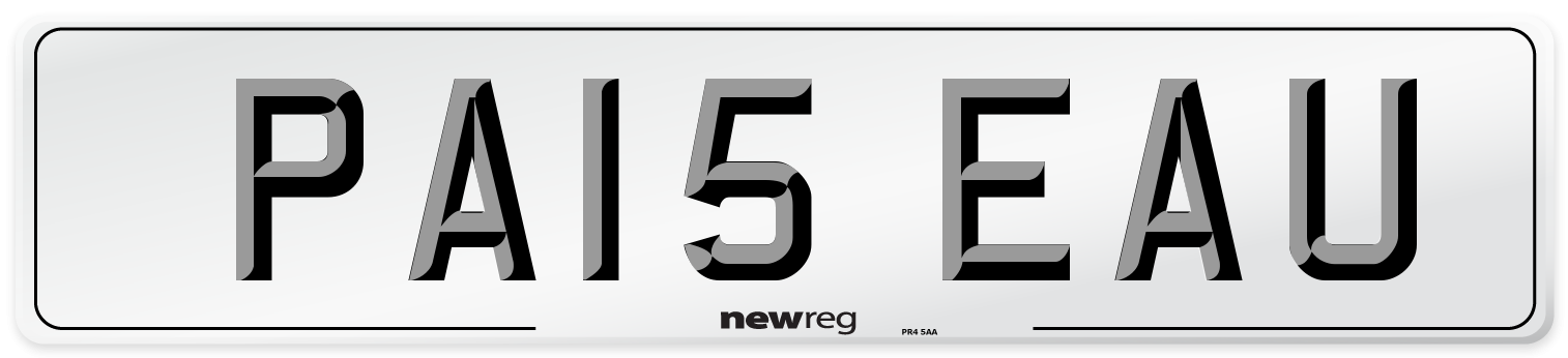 PA15 EAU Number Plate from New Reg
